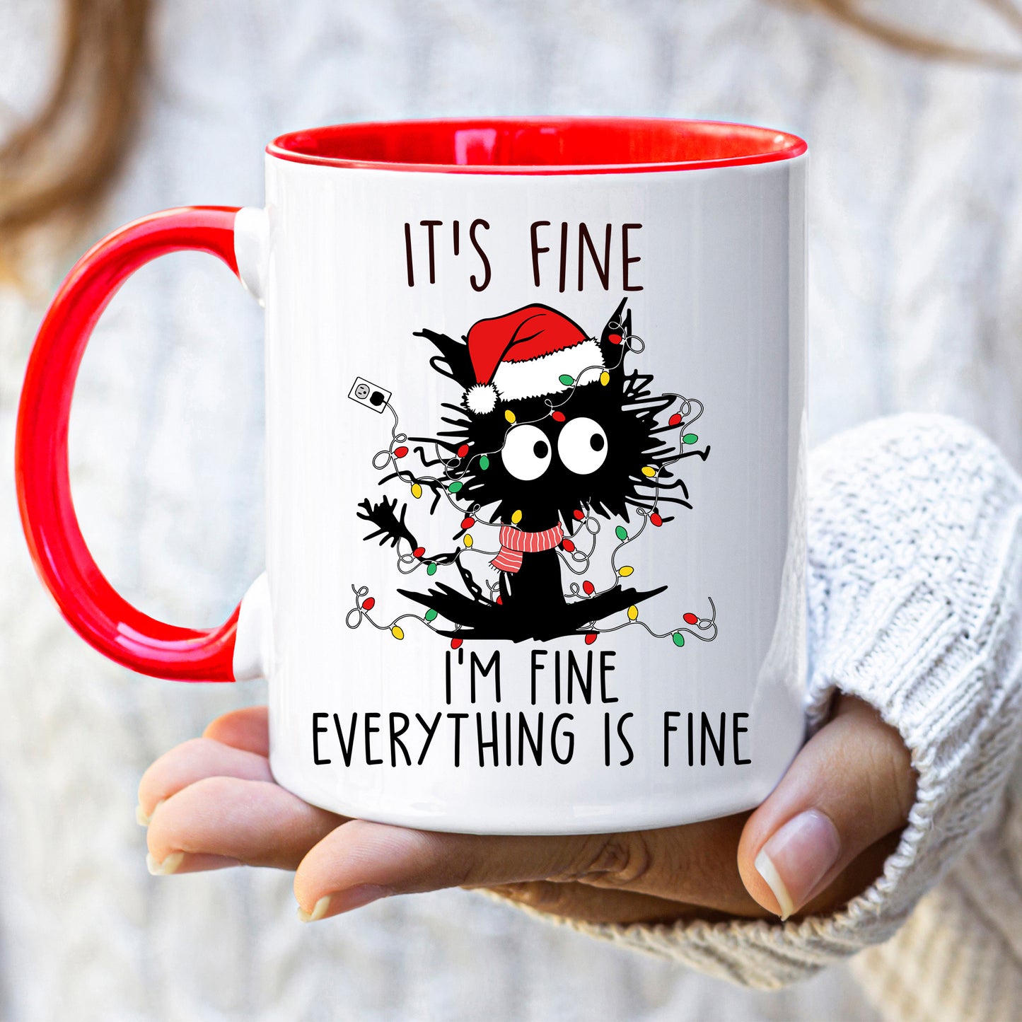 It's fine I'm fine - Christmas cat Mug