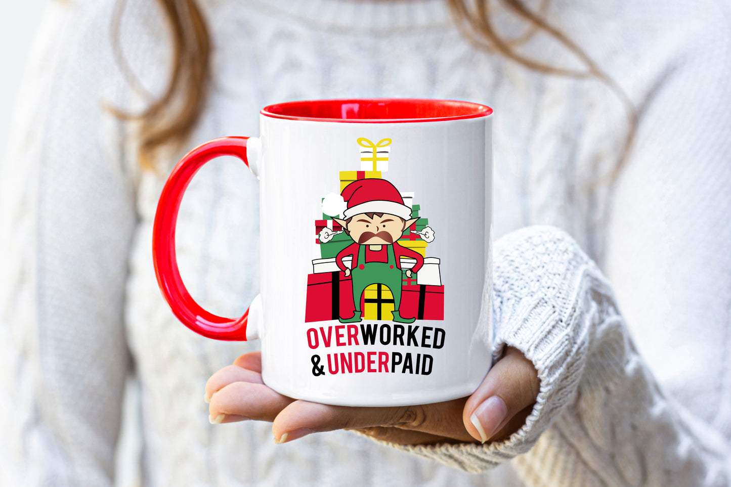 Overworked & Underpaid Elf - Christmas Mug