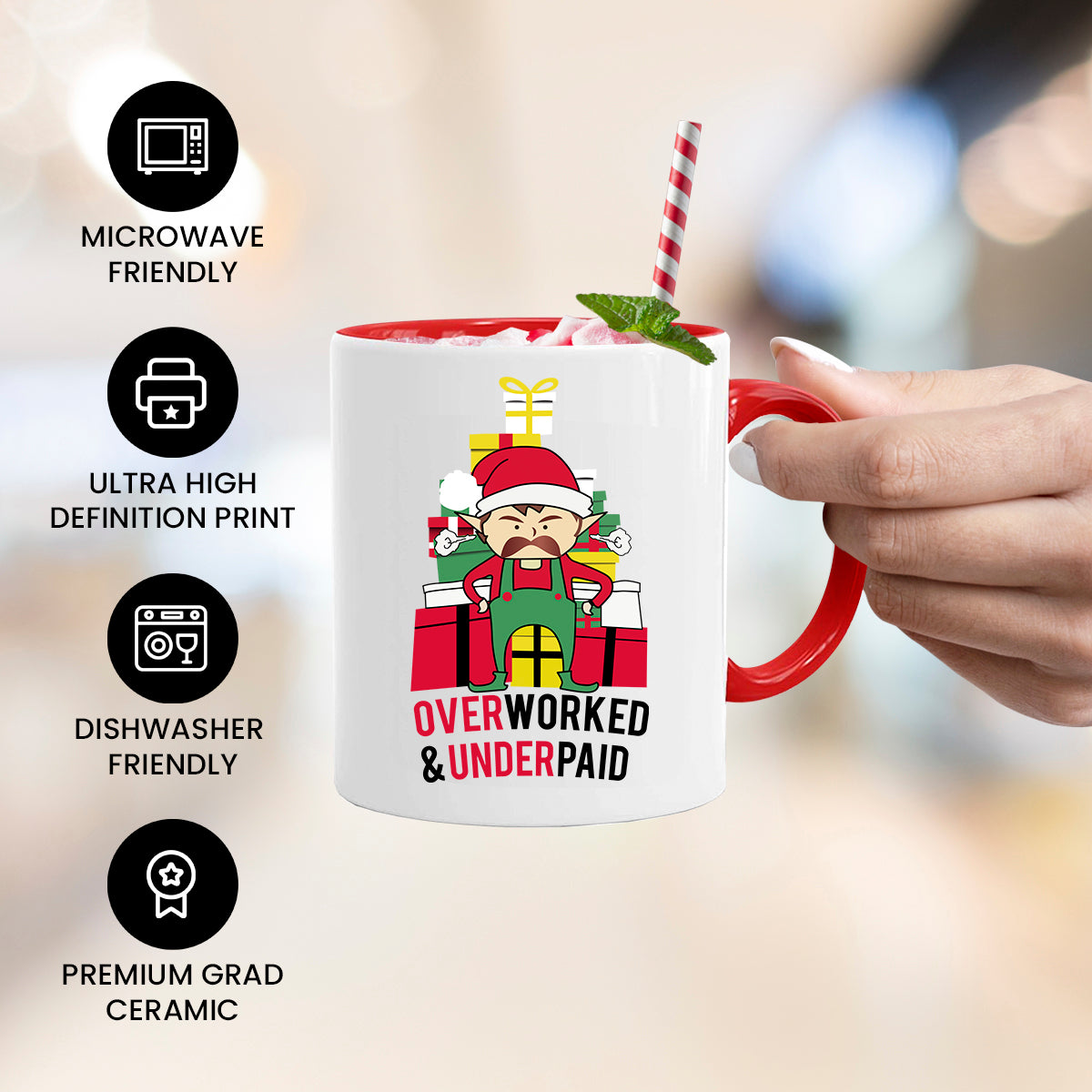 Overworked & Underpaid Elf - Christmas Mug