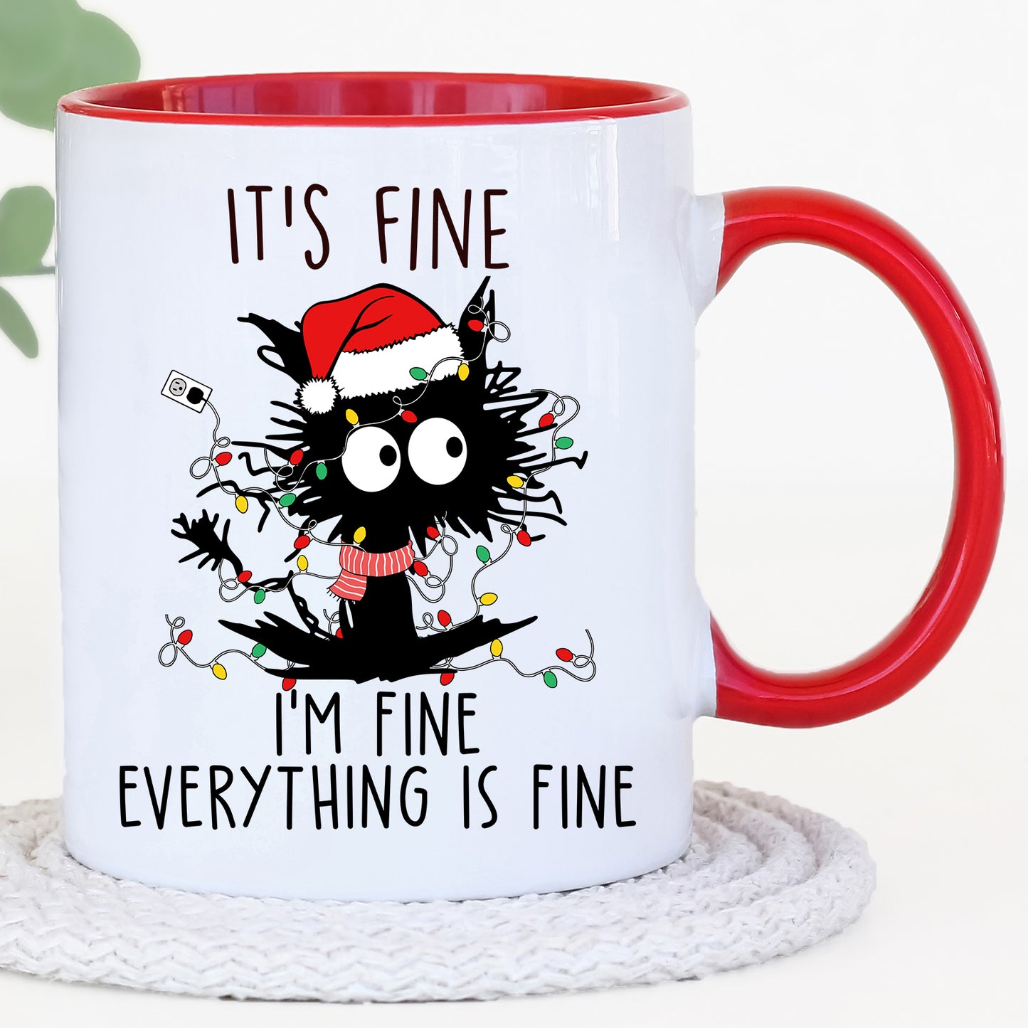 It's fine I'm fine - Christmas cat Mug