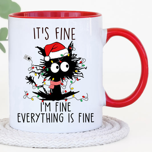 It's fine I'm fine - Christmas cat Mug