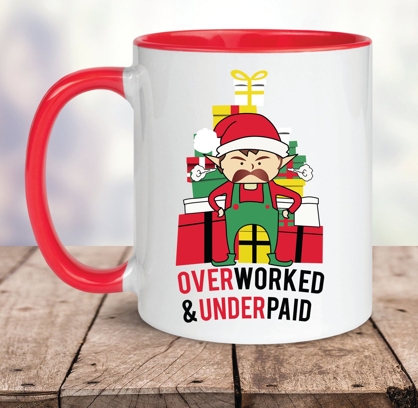 Overworked & Underpaid Elf - Christmas Mug